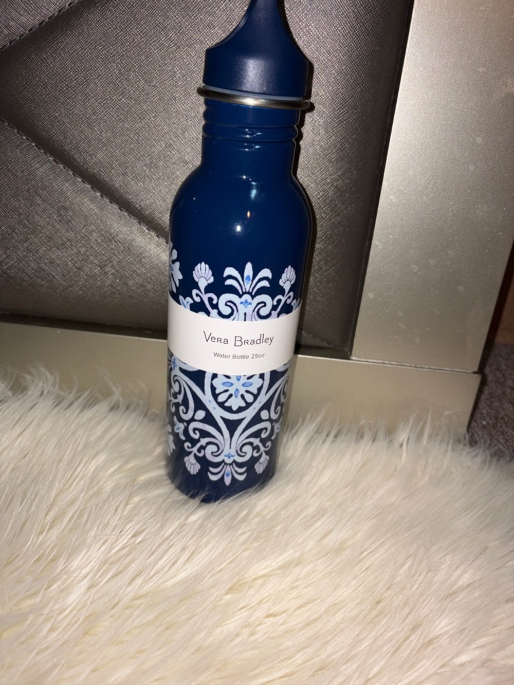 Vera Bradley Navy and White Decorative Water Bottle